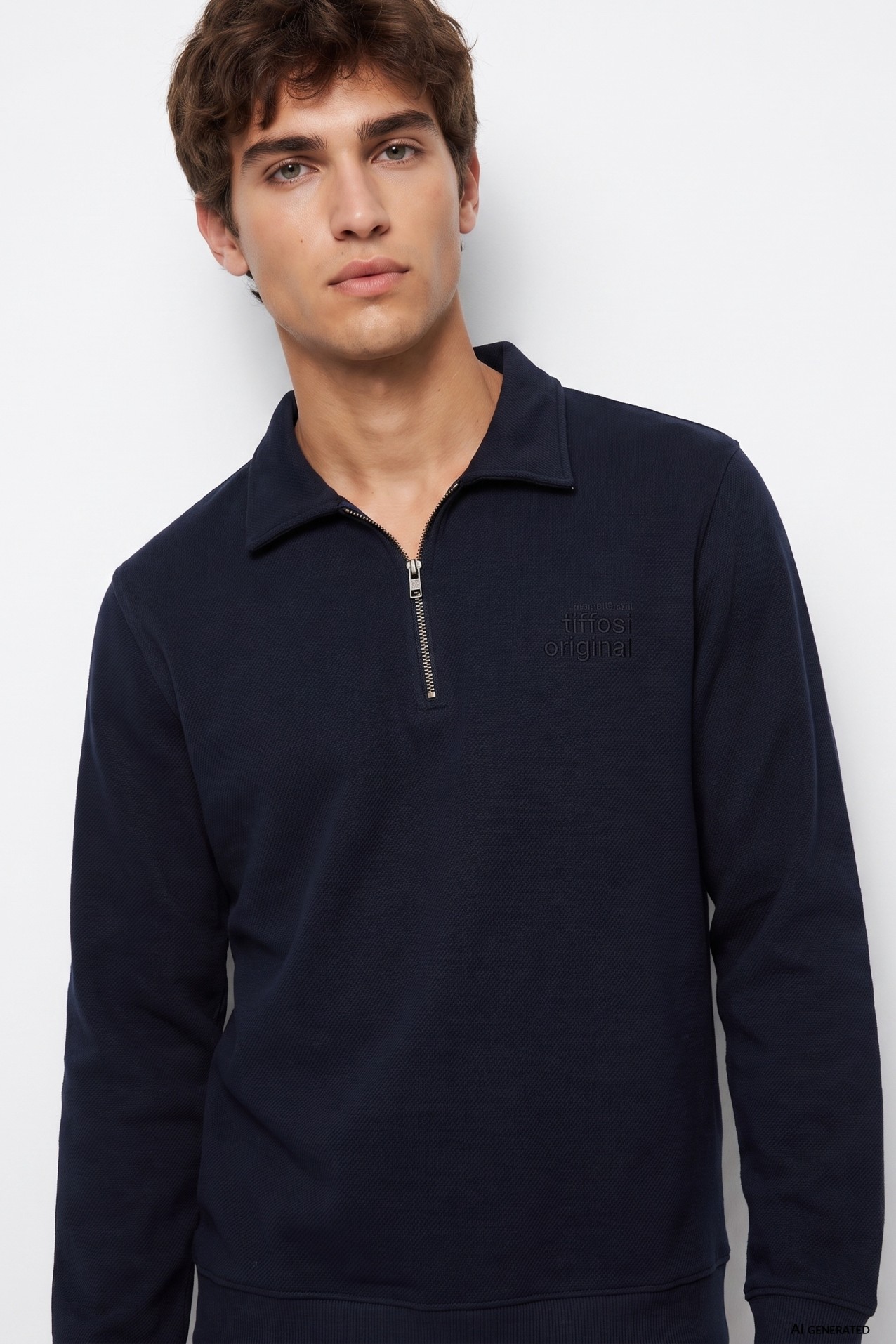 Sudadera azul con cremallera