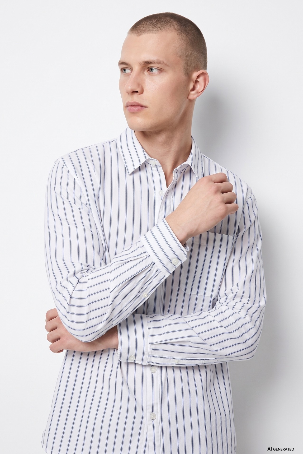 Camisa branca riscas verticais