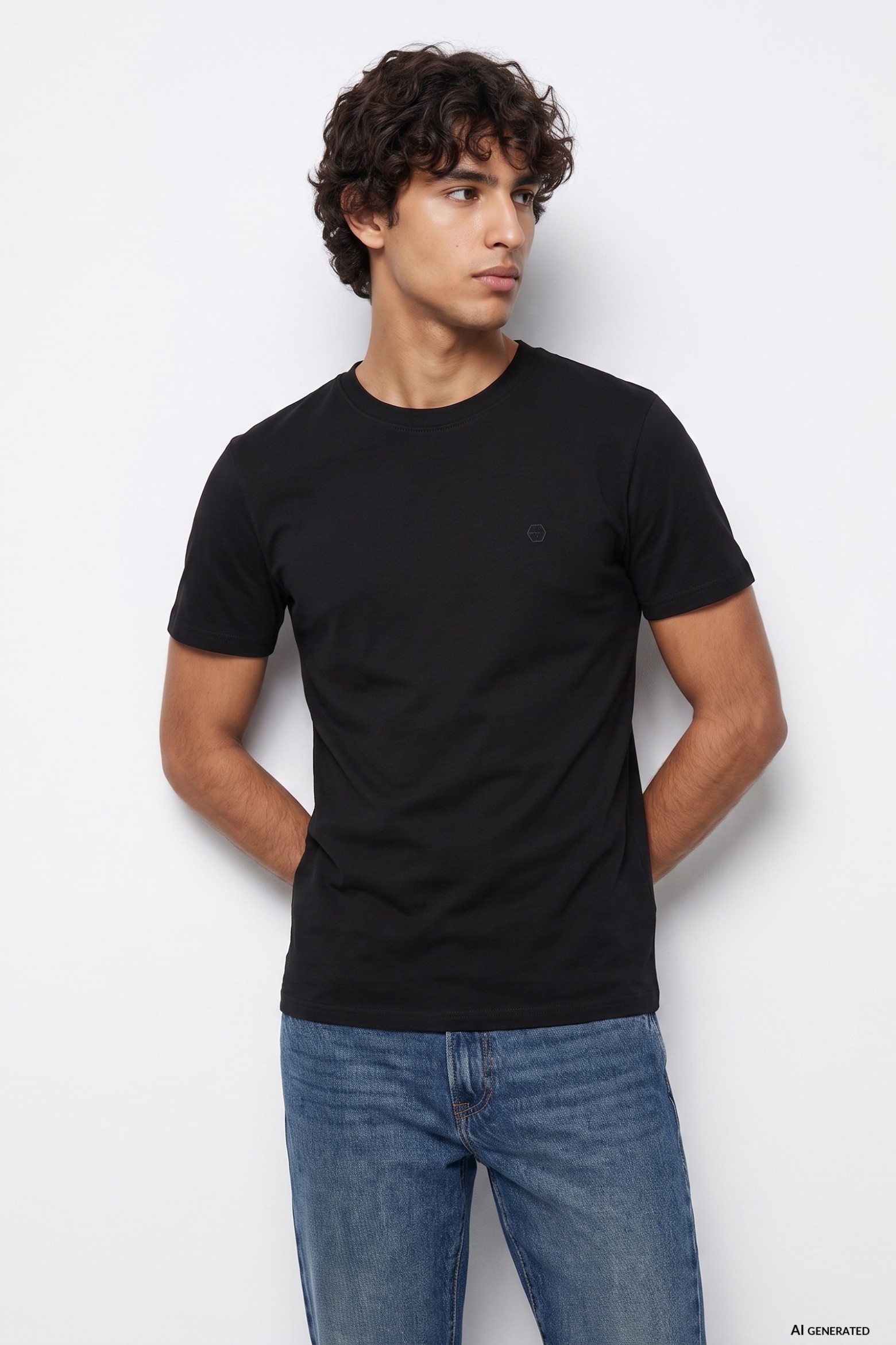 T-shirt preta manga curta