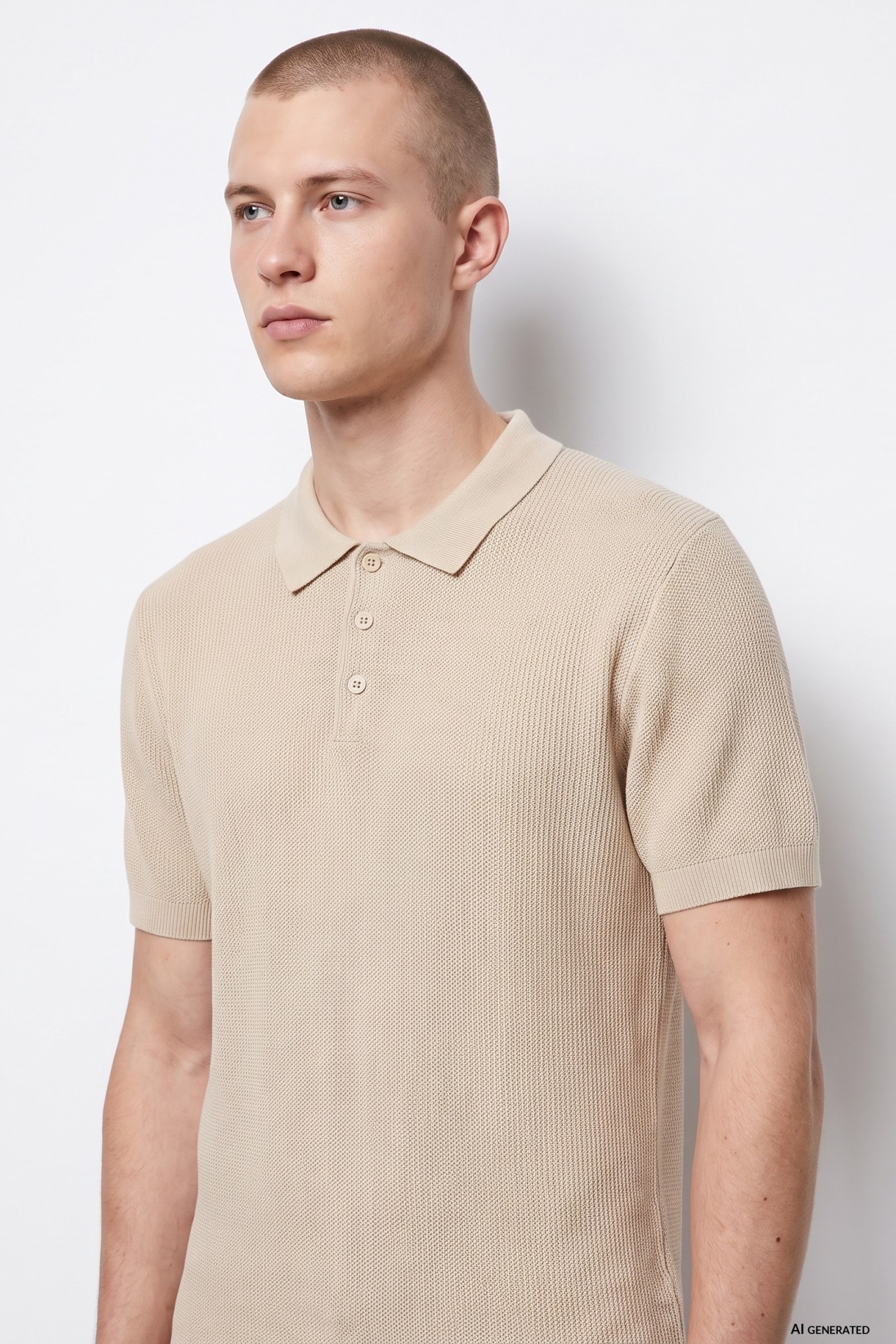 Polo beige manga corta