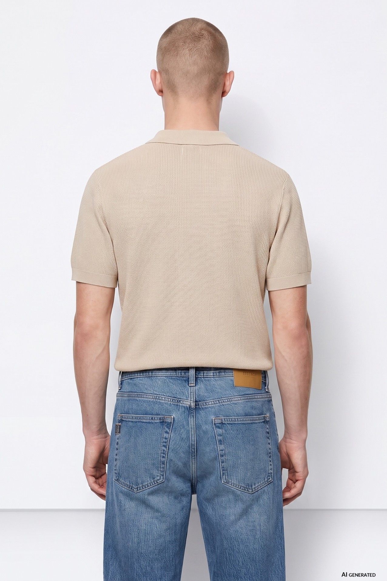 Polo beige manga corta
