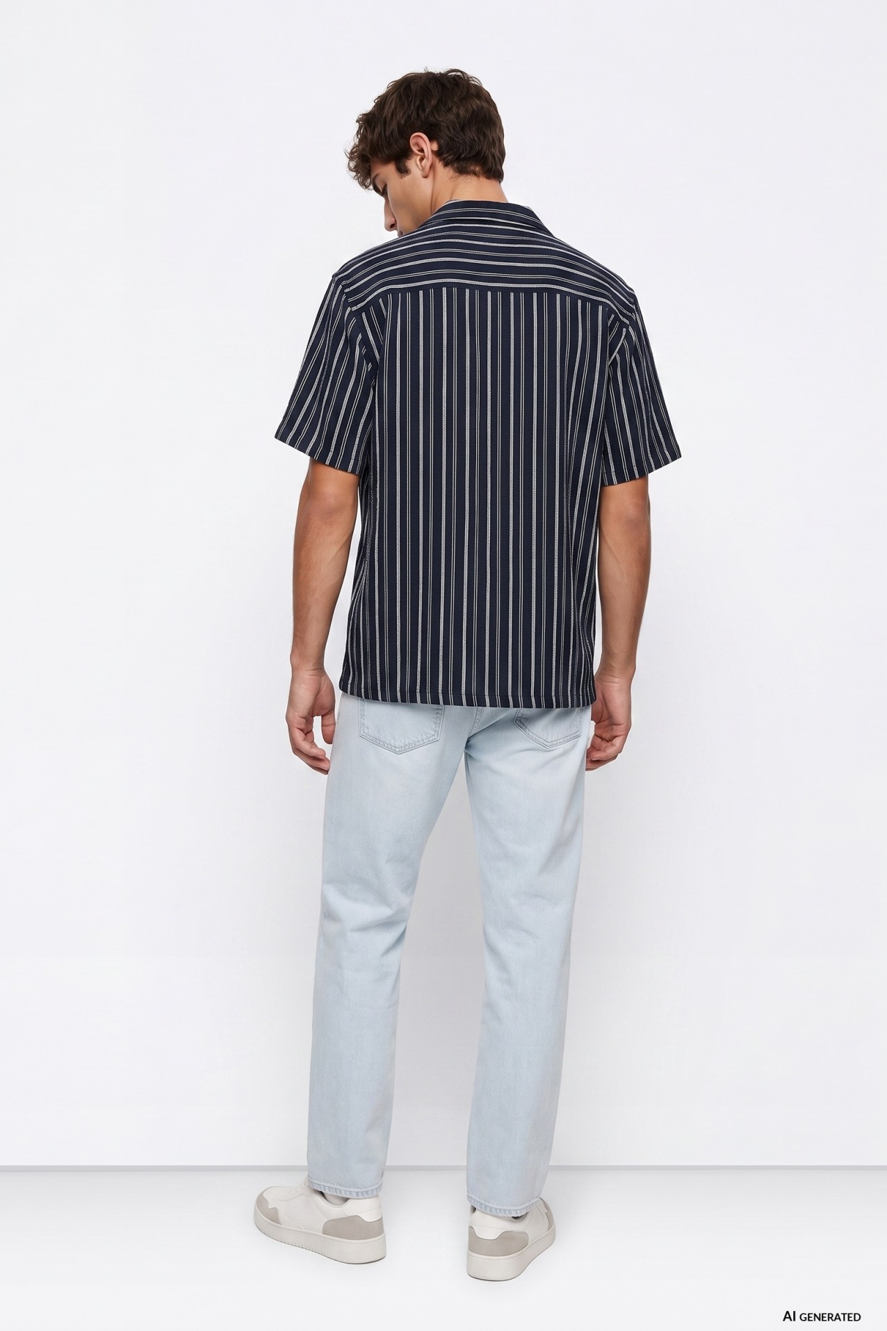 Dark Blue Striped Shirt