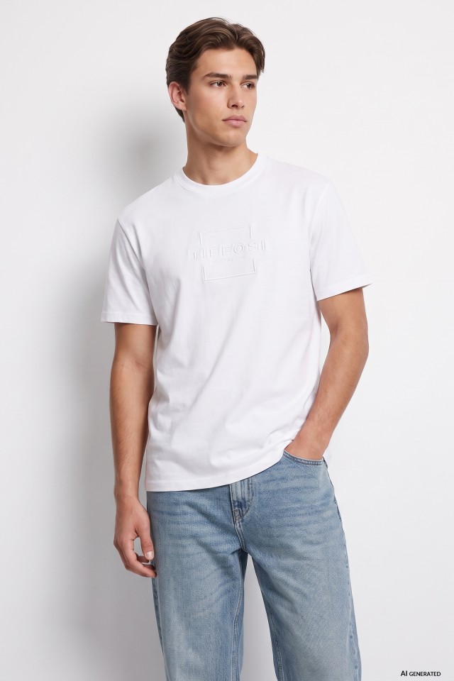 White Minimal Embossed Tee