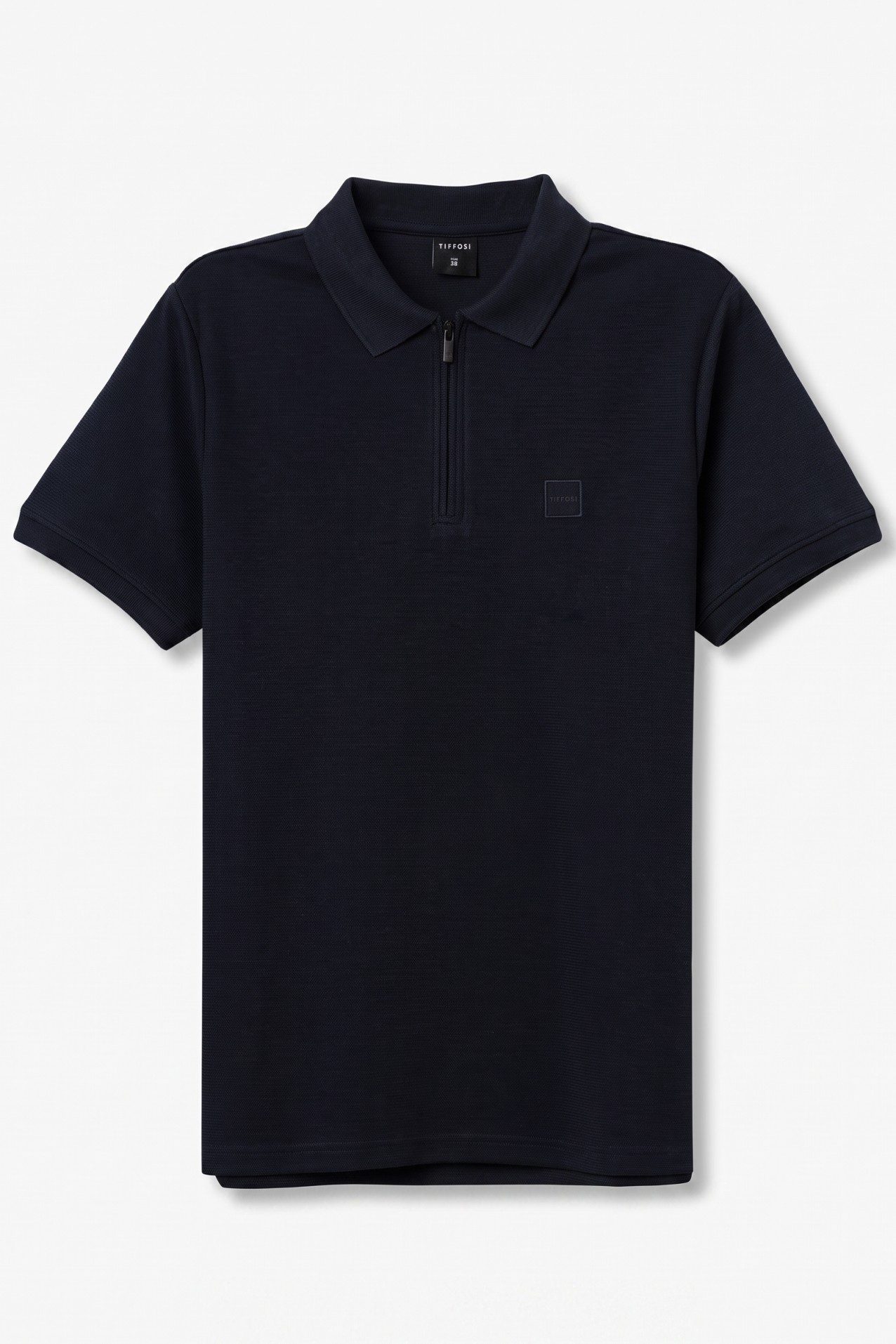 Polo azul escuro com fecho