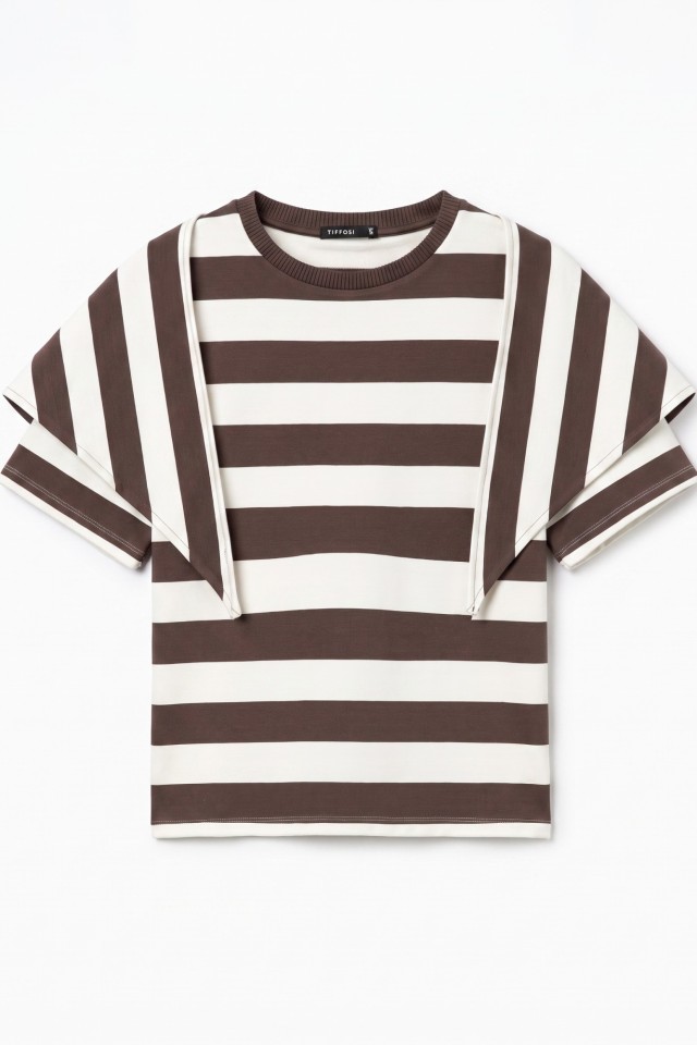 Camiseta rayas marr�n corto