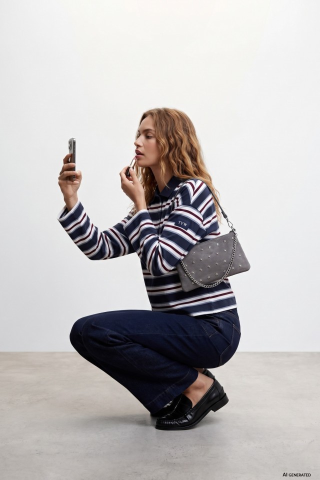 Striped Blue Sweatshirt Polo Striped Blue Sweatshirt Polo