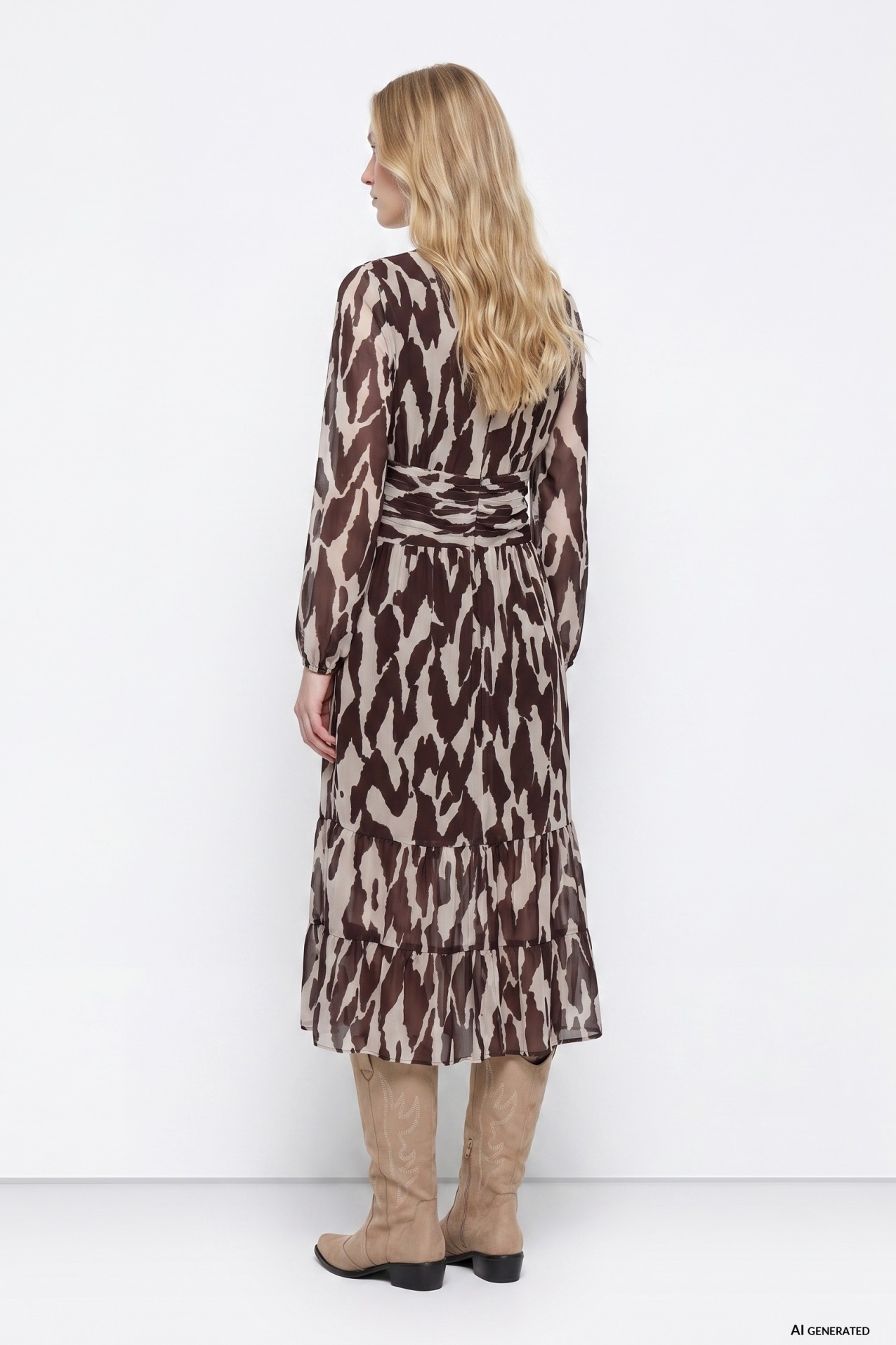 Chocolate Patterned Midi Dress