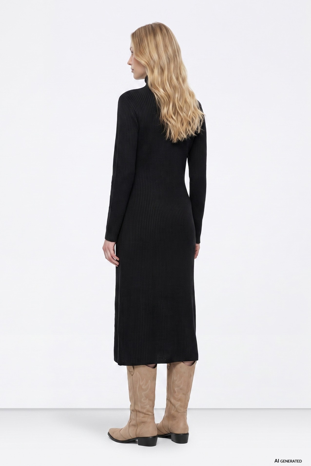 Black Long Sleeve Fitted Dress
