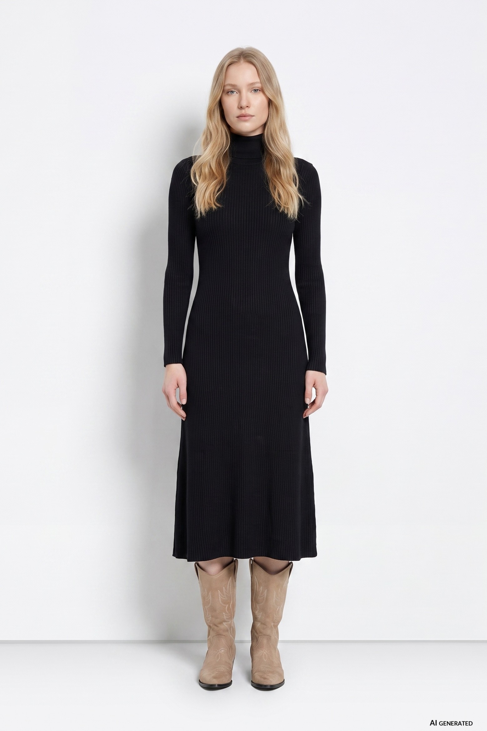 Black Long Sleeve Fitted Dress