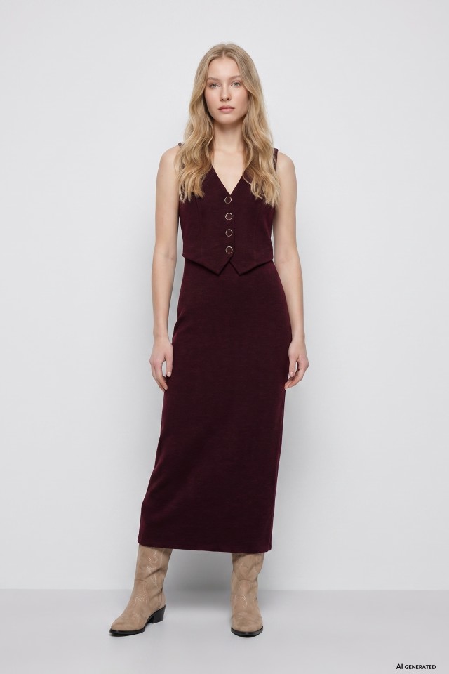Sleeveless Burgundy Maxi Dress