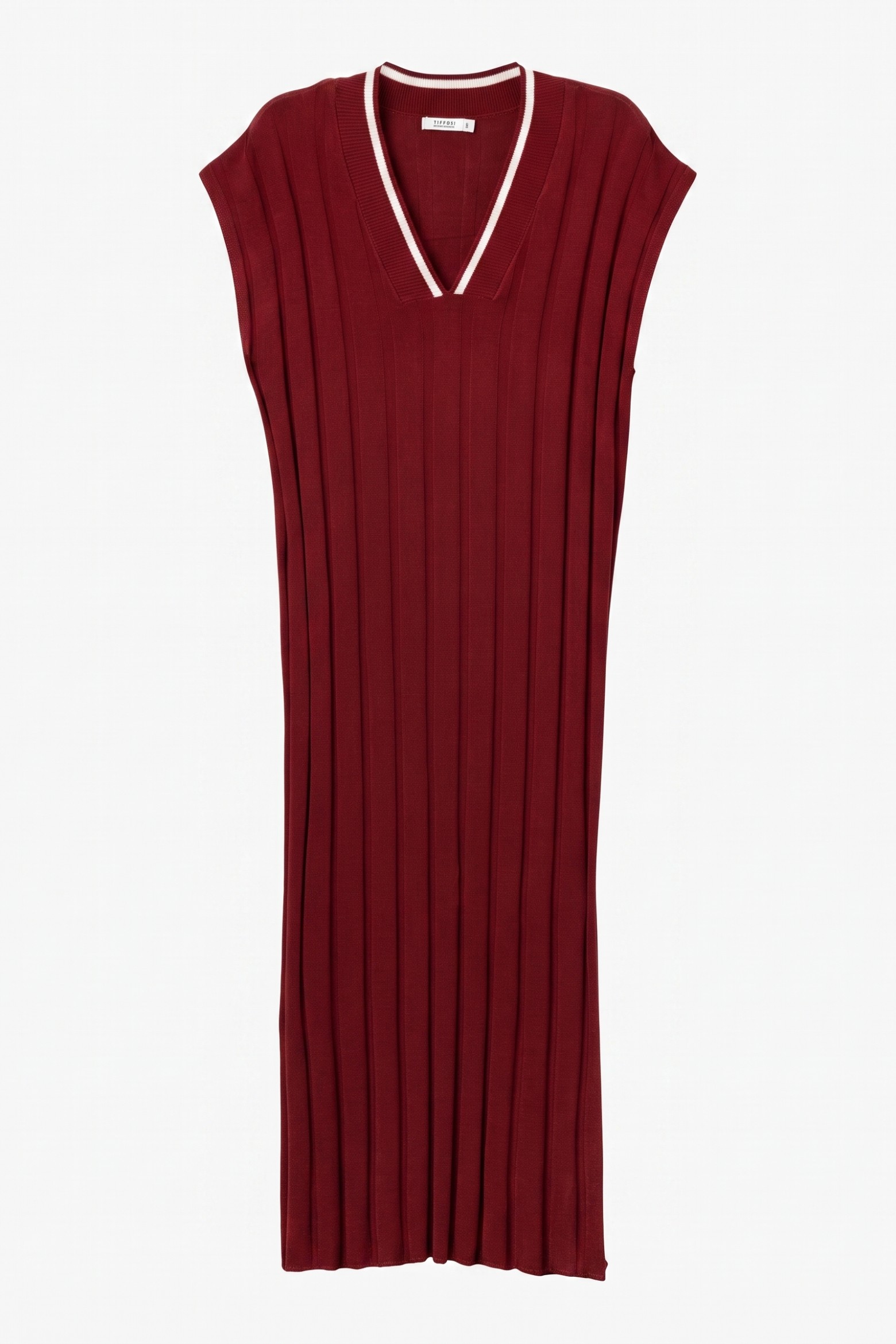 Ribbed Midi Burgundy Dress