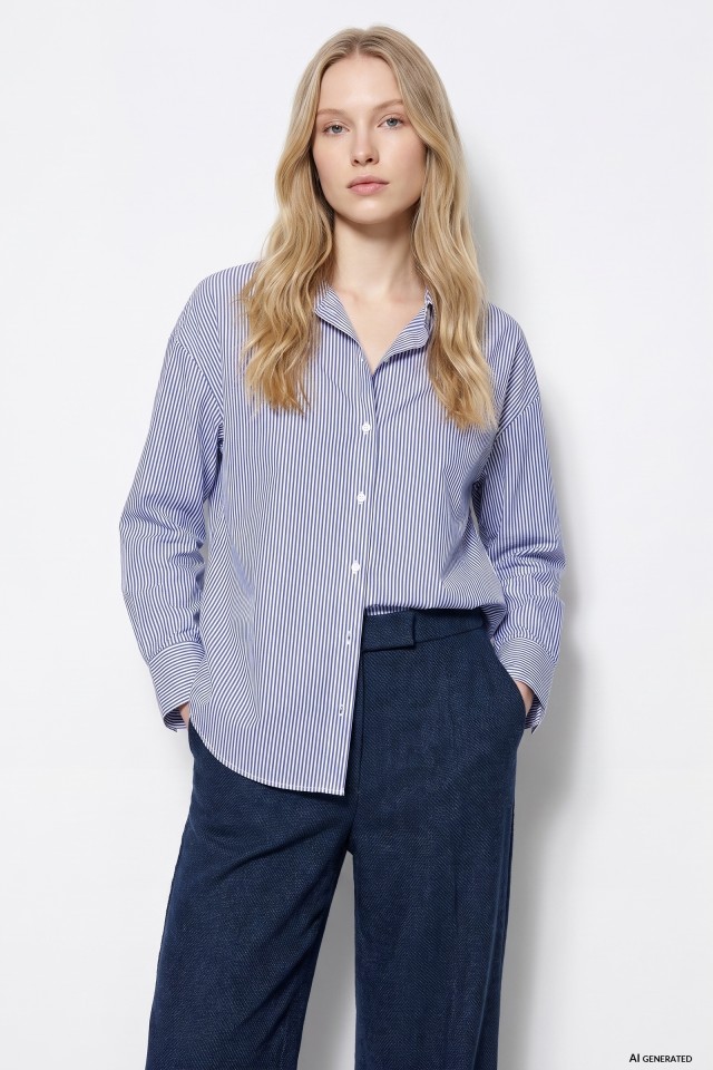 Navy Striped Oversize Shirt