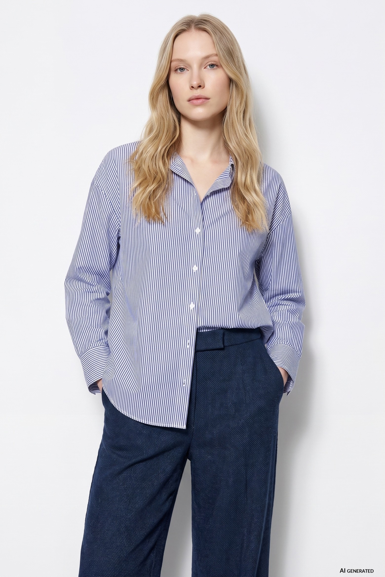 Navy Striped Oversize Shirt