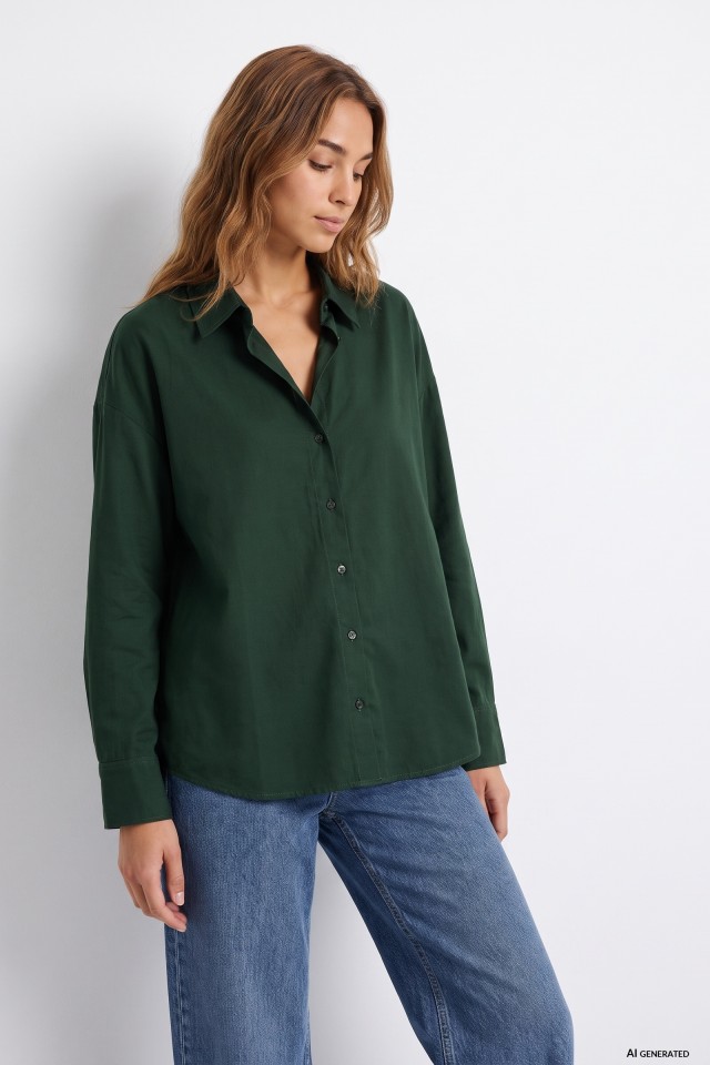 Loose Fit Green Shirt