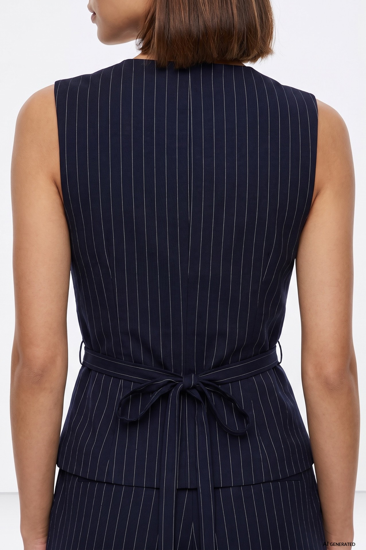 Dark Blue Pinstripe Wrap Top