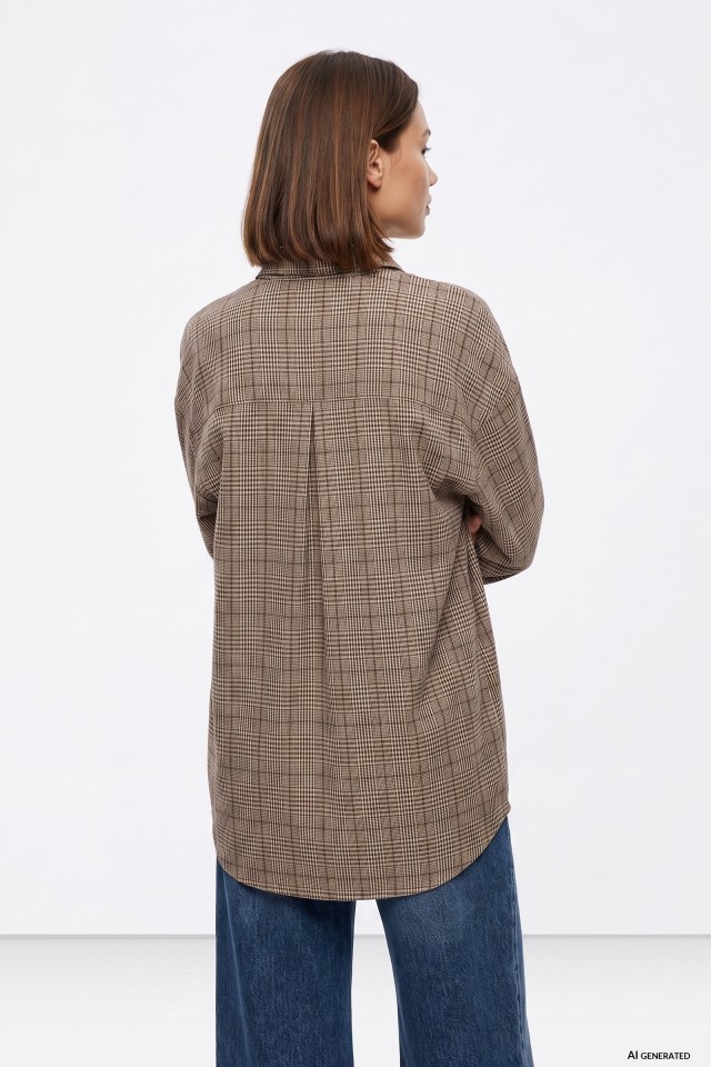 Camisa oversize beige cuadros Camisa oversize beige cuadros
