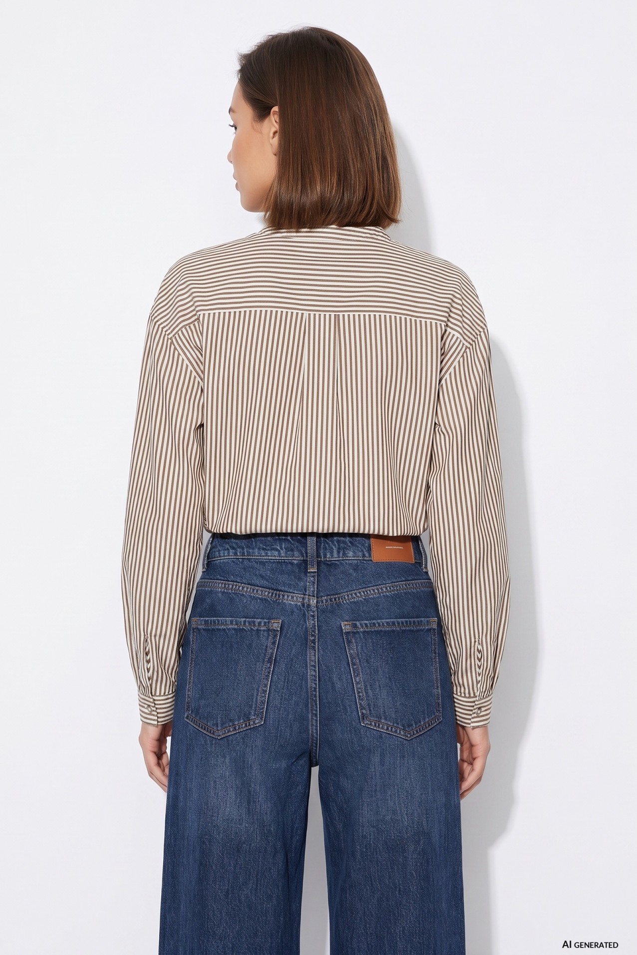 Beige Striped Long Sleeve Shirt