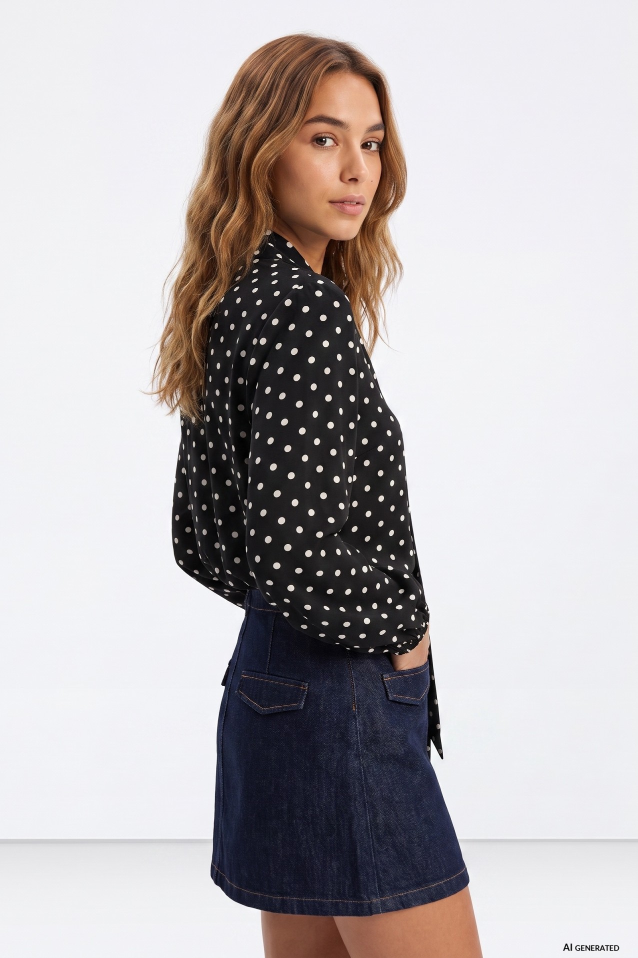 Camisa preta com bolinhas