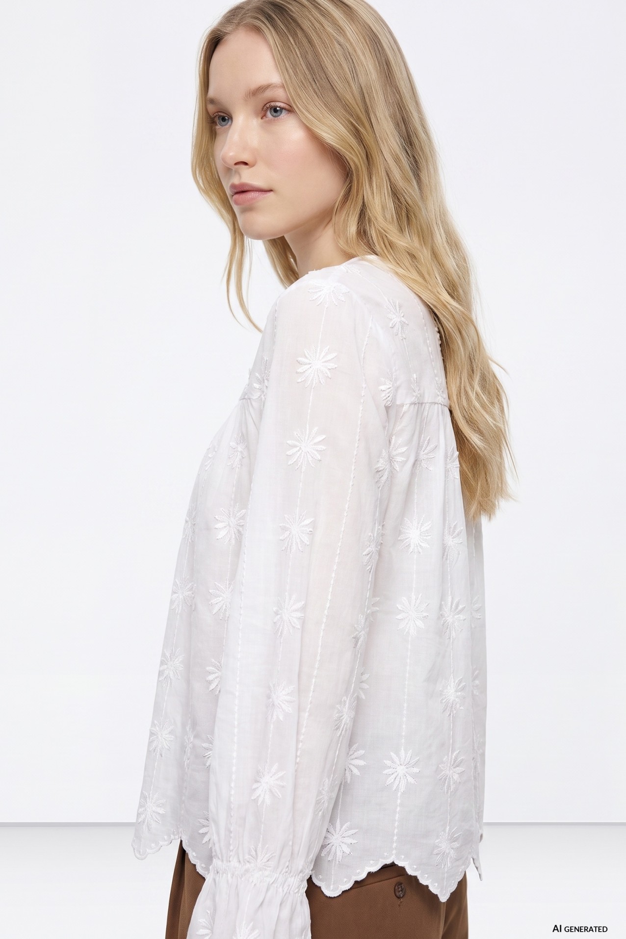 Blusa cru manga larga