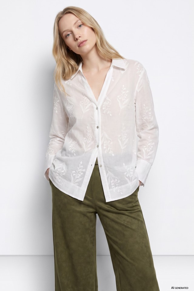 White Floral Oversized Shirt