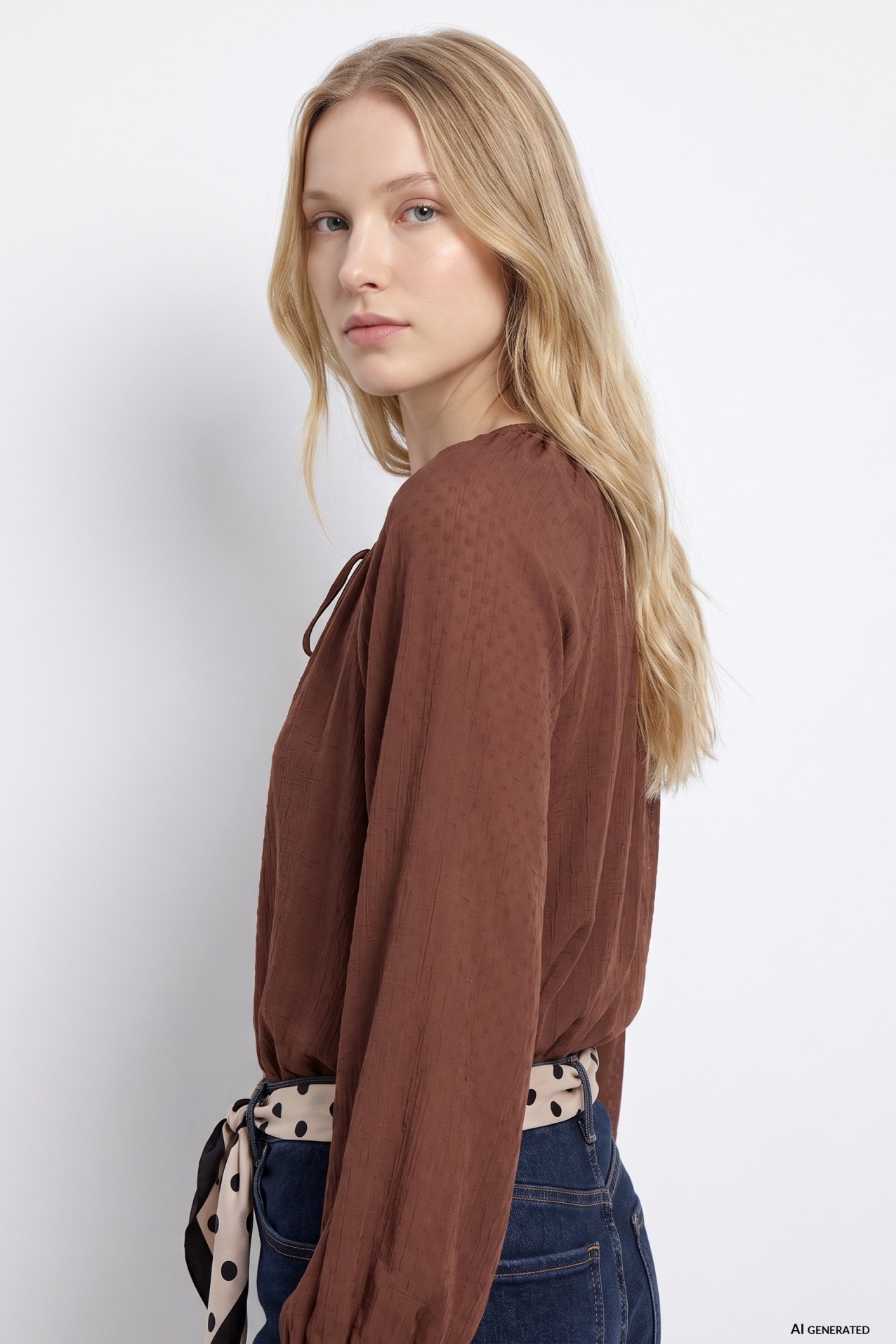 Long Sleeve Brown Blouse