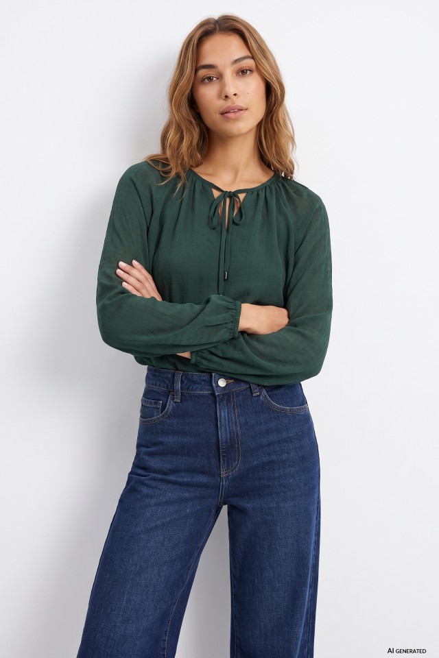 Green Long Sleeve Blouse