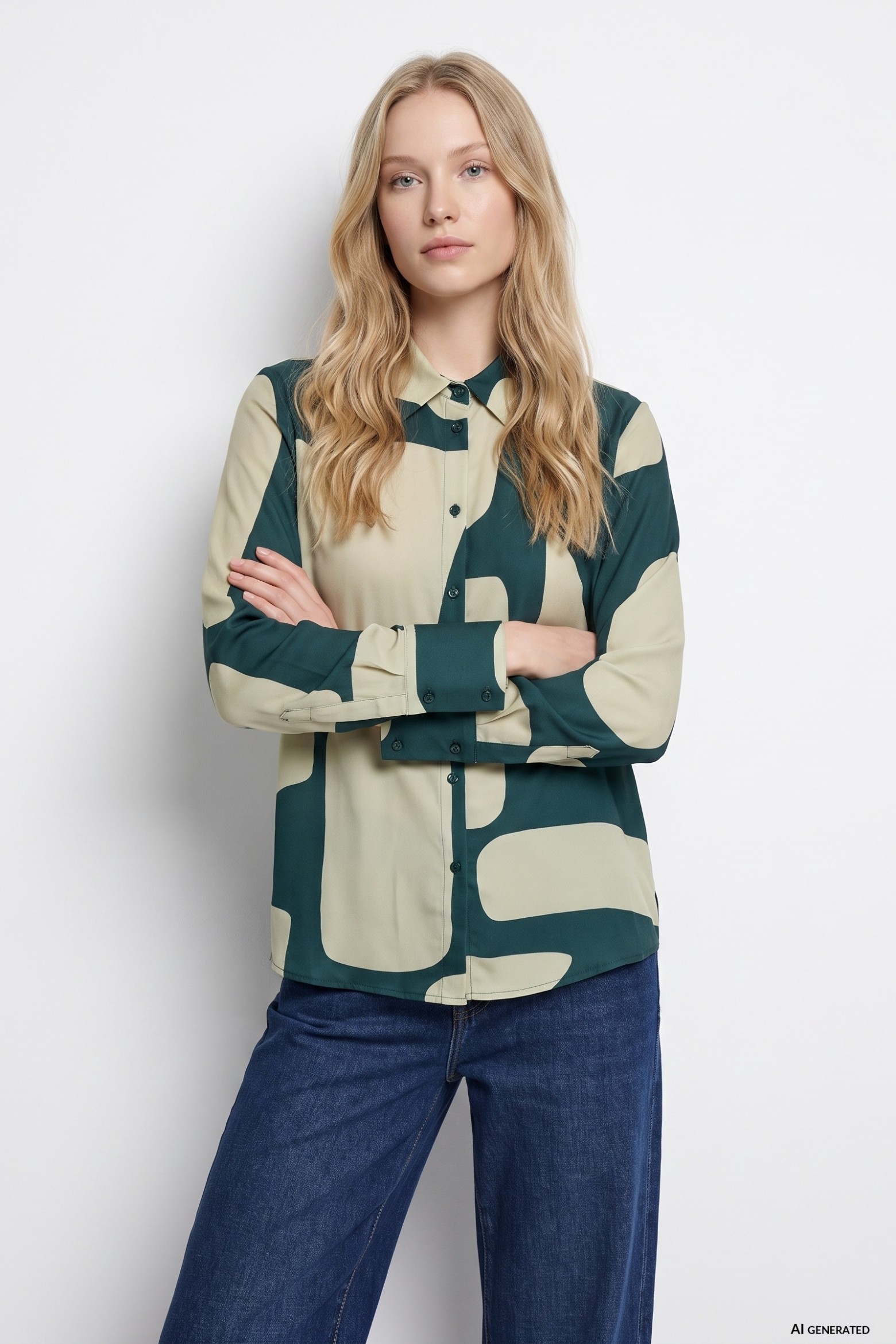 Green Oversize Printed Shirt