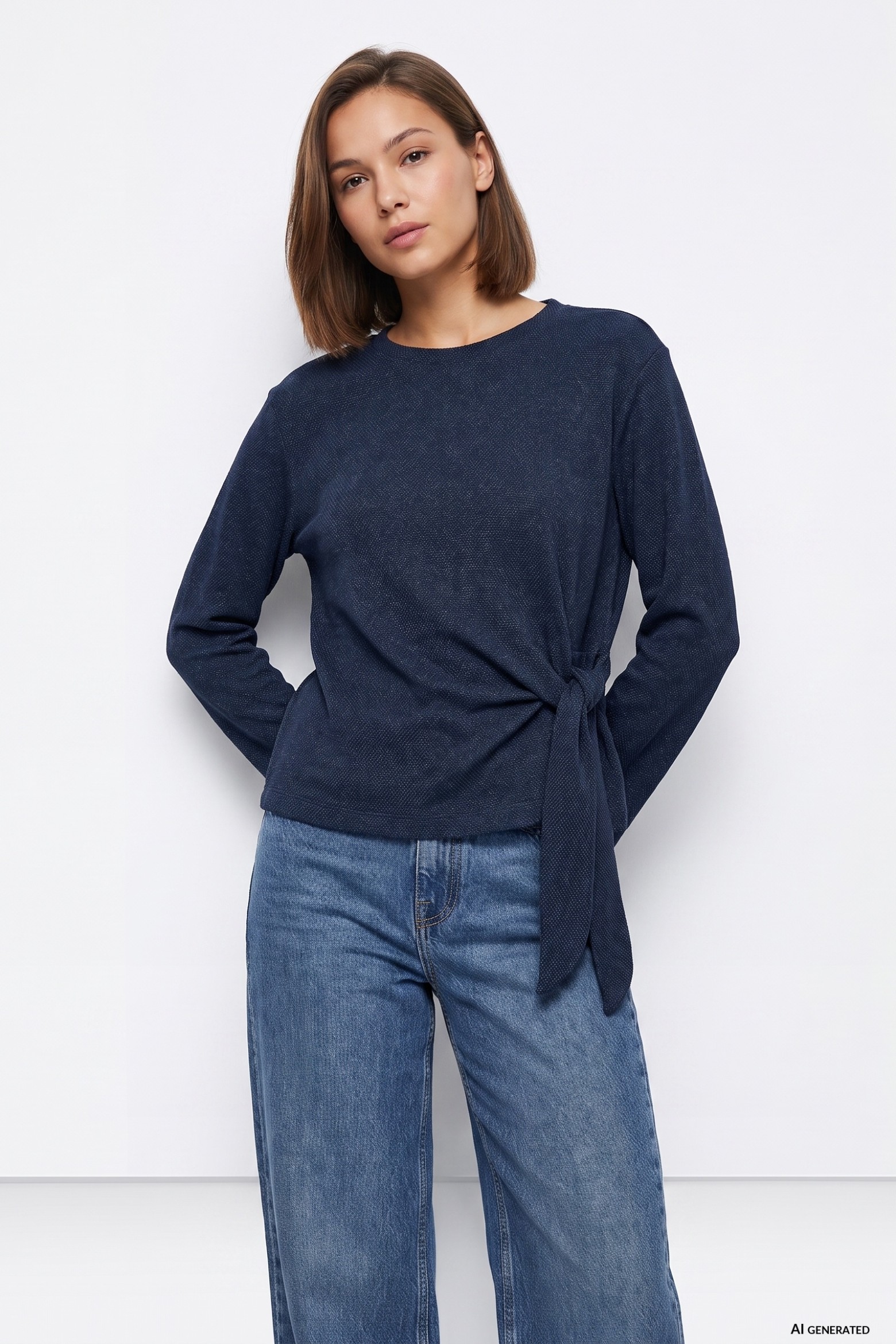 T-shirt azul manga comprida