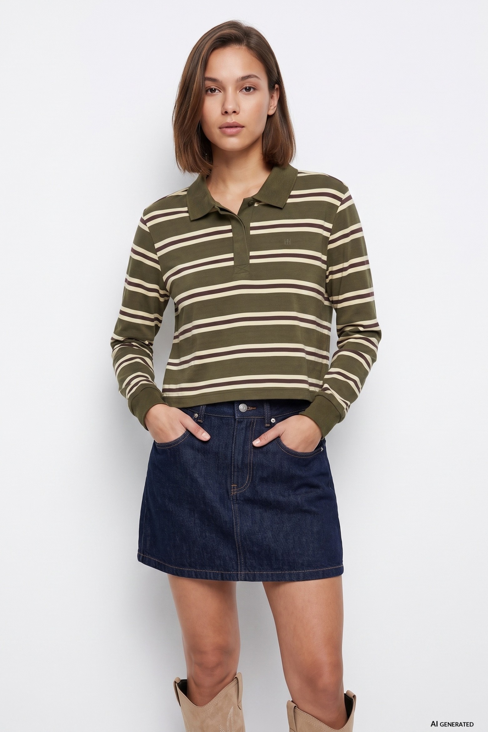 Sudadera cropped verde rayas