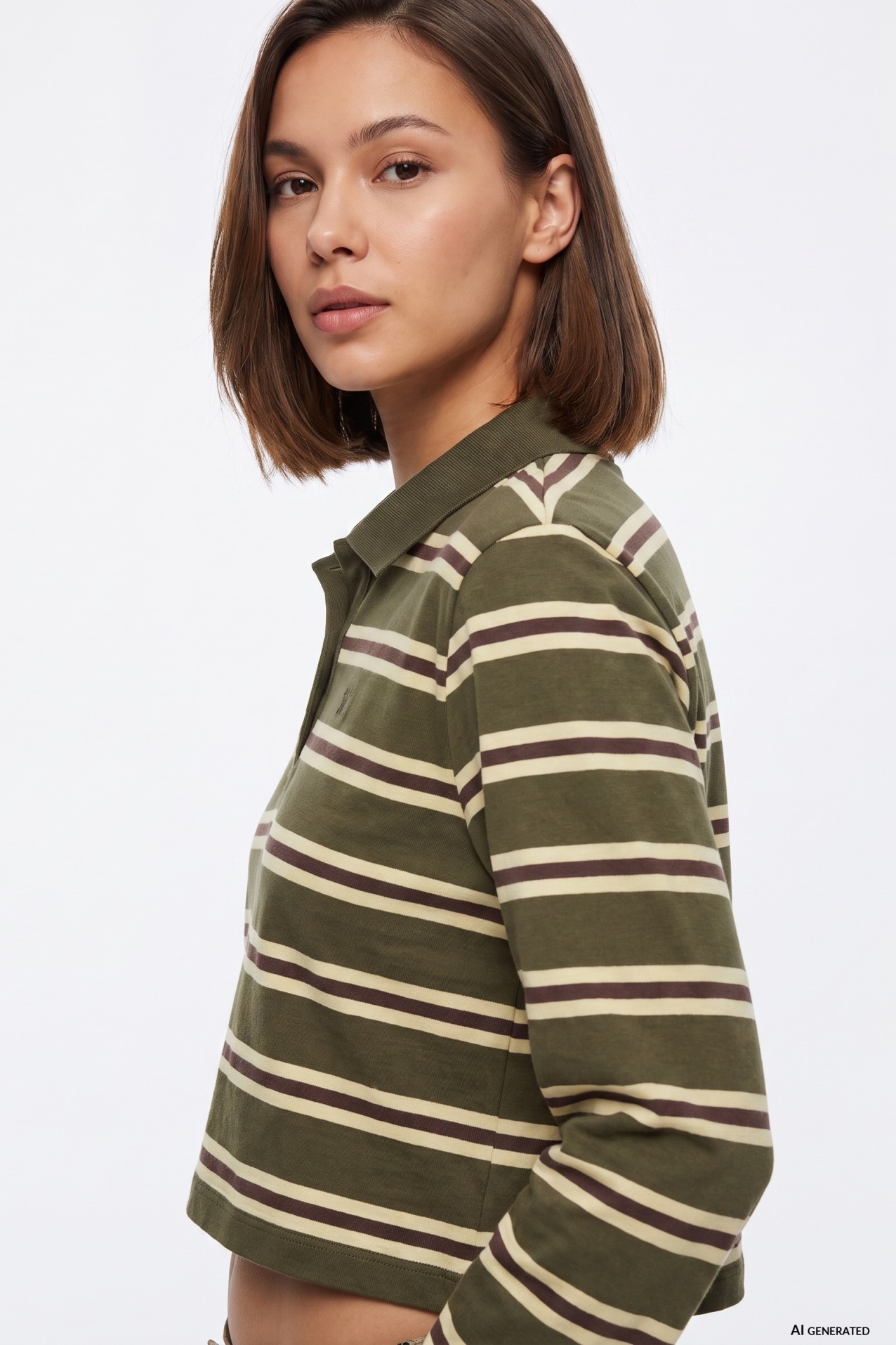 Sudadera cropped verde rayas
