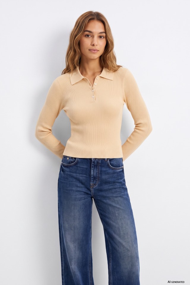 Camisola amarela com bot�es