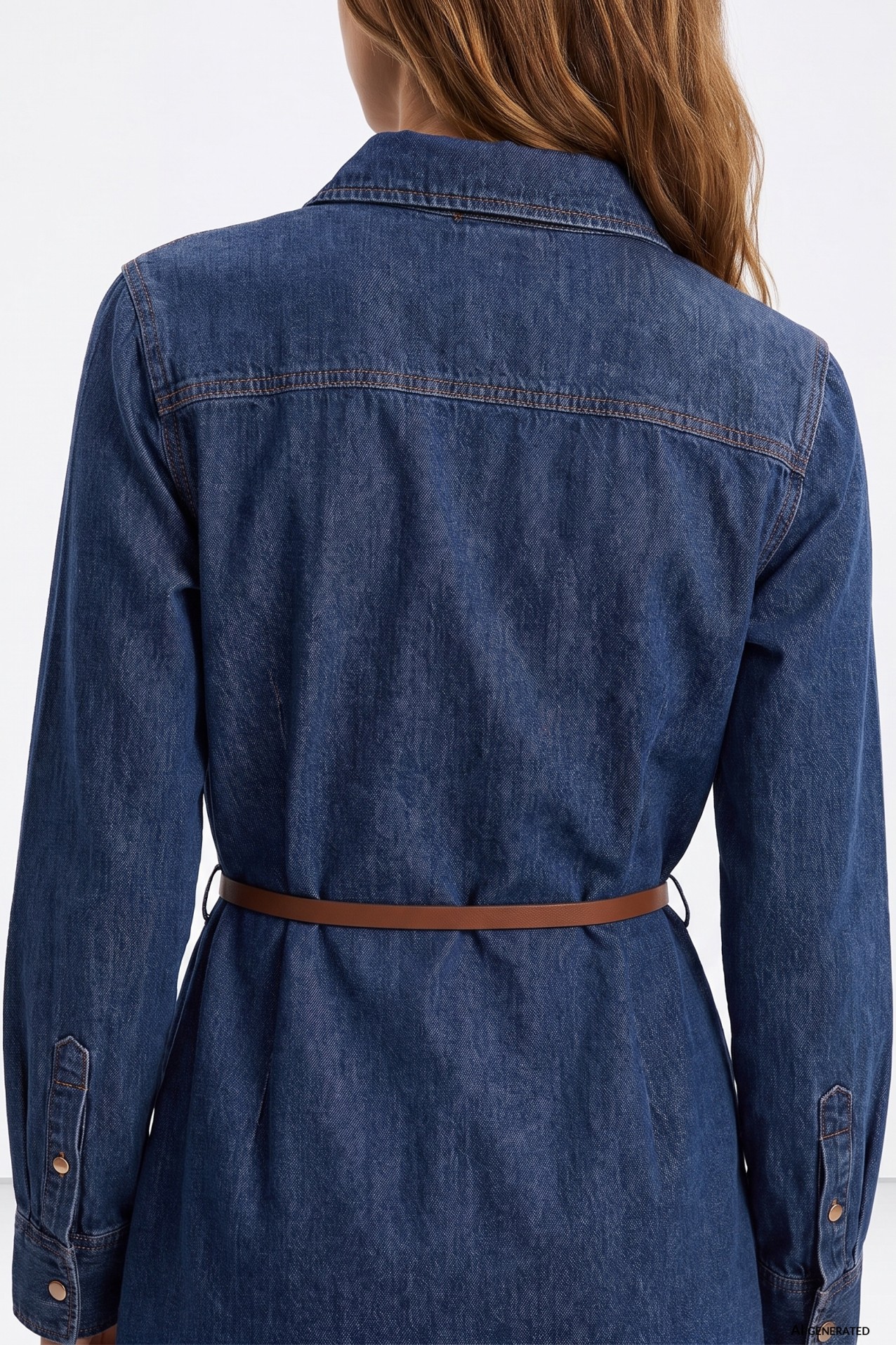 Blue Oversize Belted Shirt