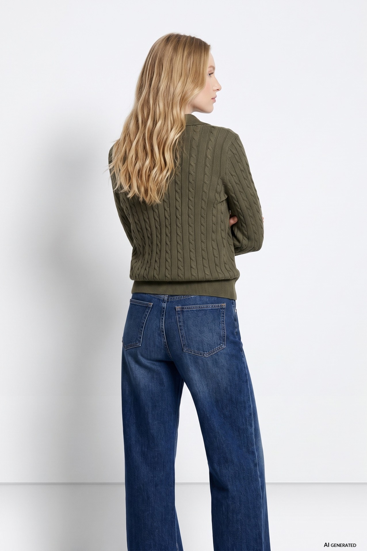 Green Cable Knit Sweater