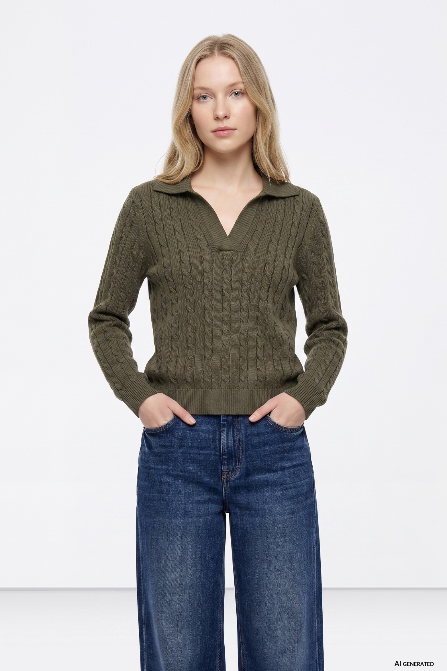 Green Cable Knit Sweater