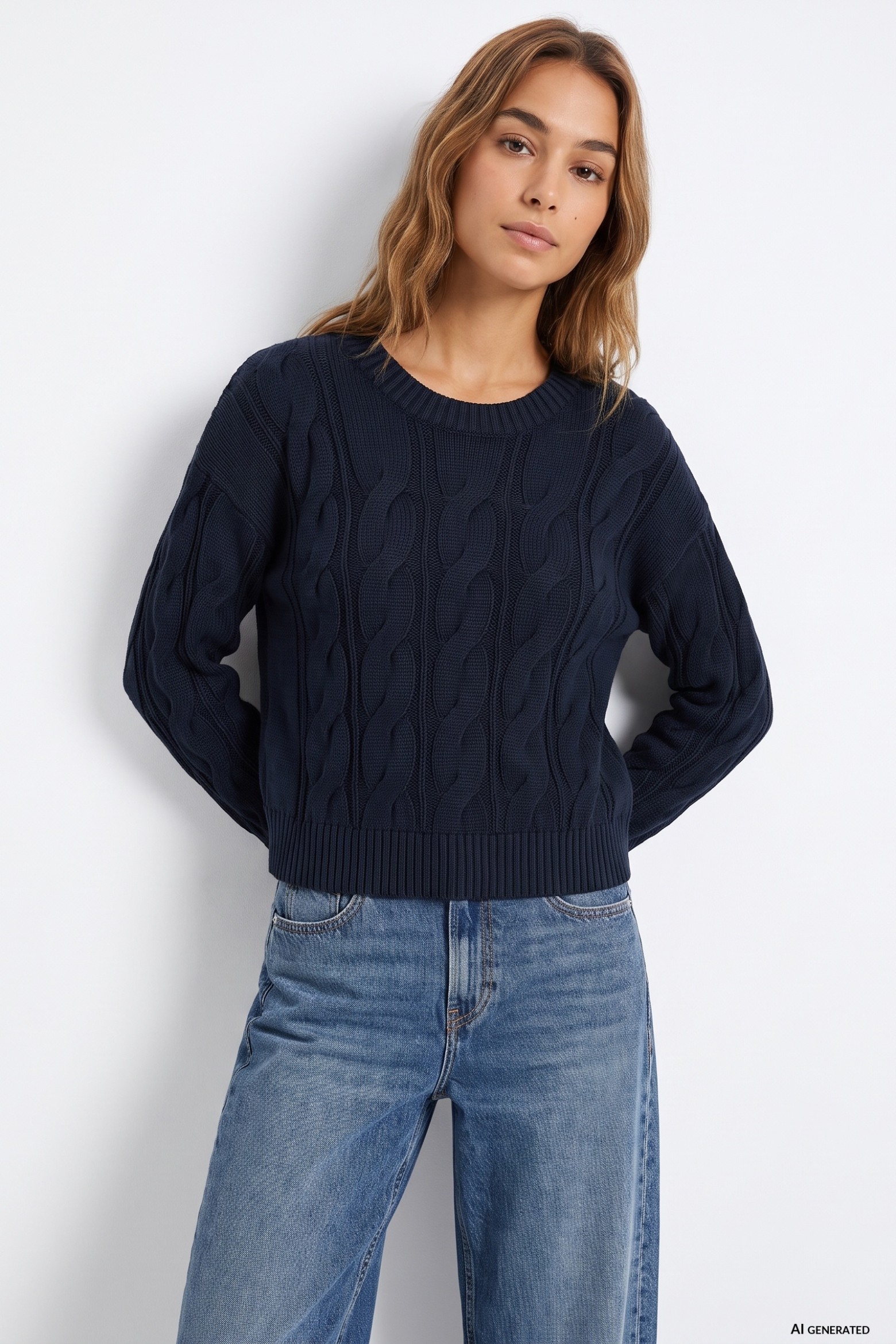 Blue Chunky Knit Sweater