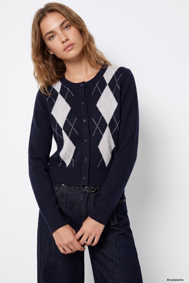 Blue Argyle Cardigan