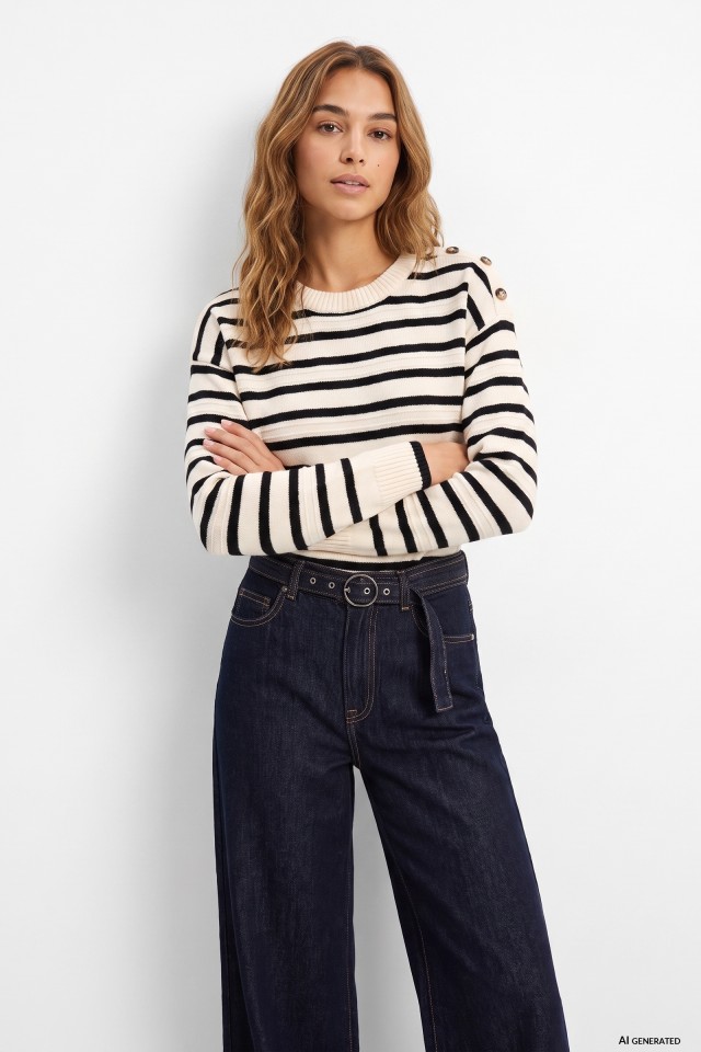 Striped Cream Sweater