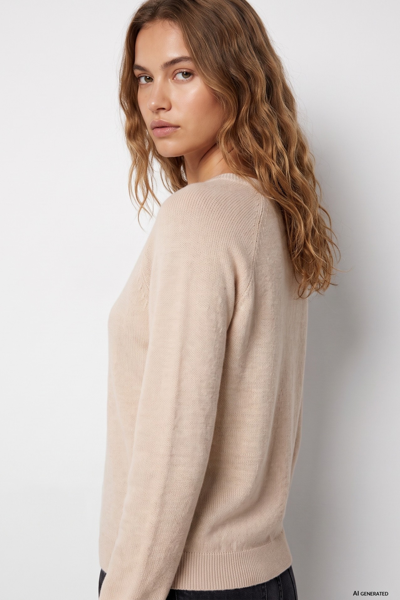 Jersey beige b�sico casual