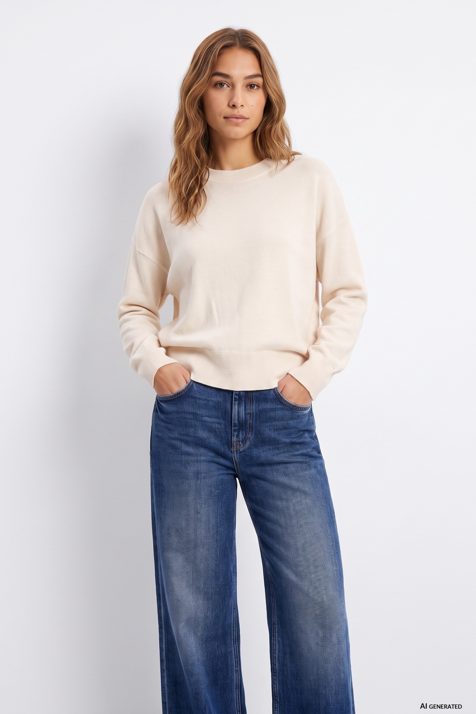 Camisola bege corte direito