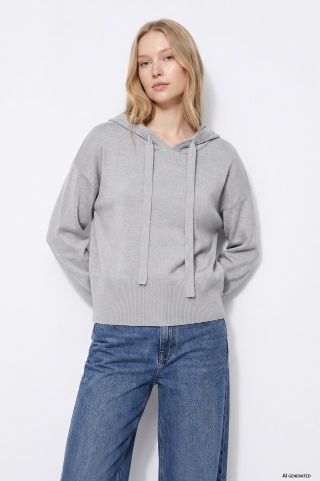 Camisola cinzento melange hoodie