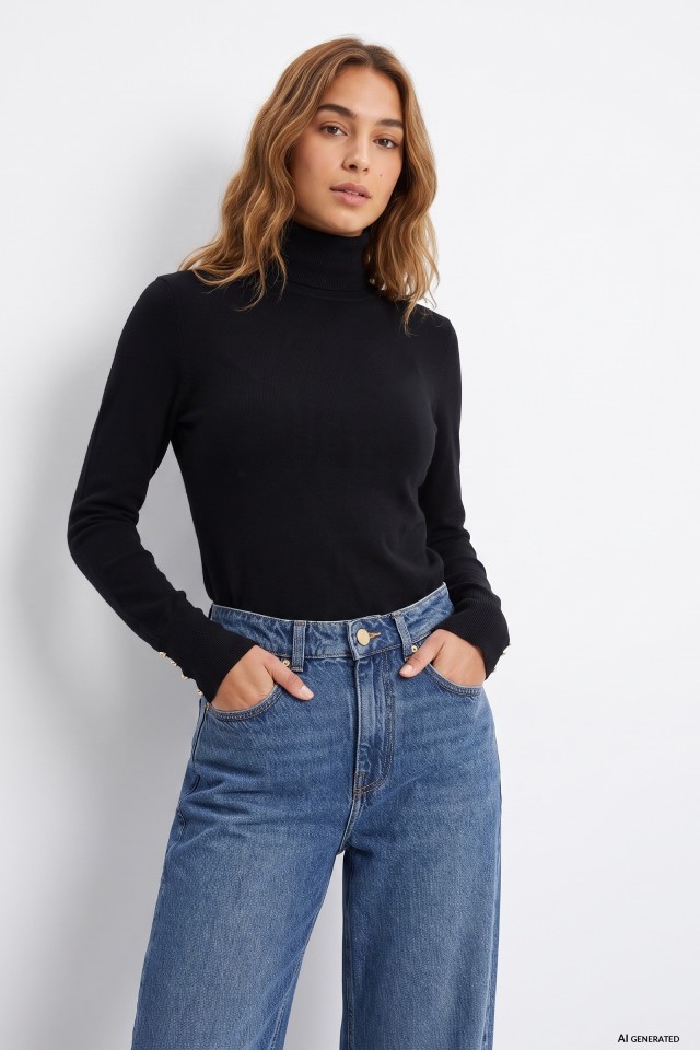 Black Slim Turtleneck Jumper
