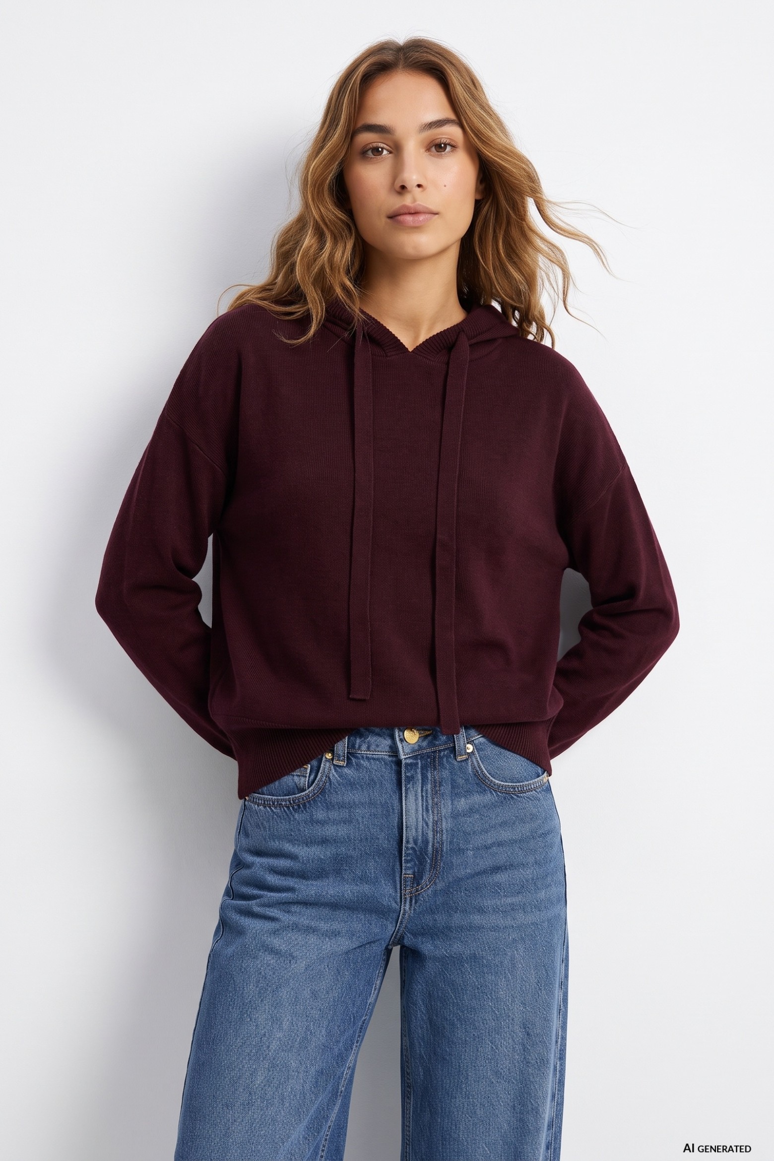 Camisola com capuz vinho