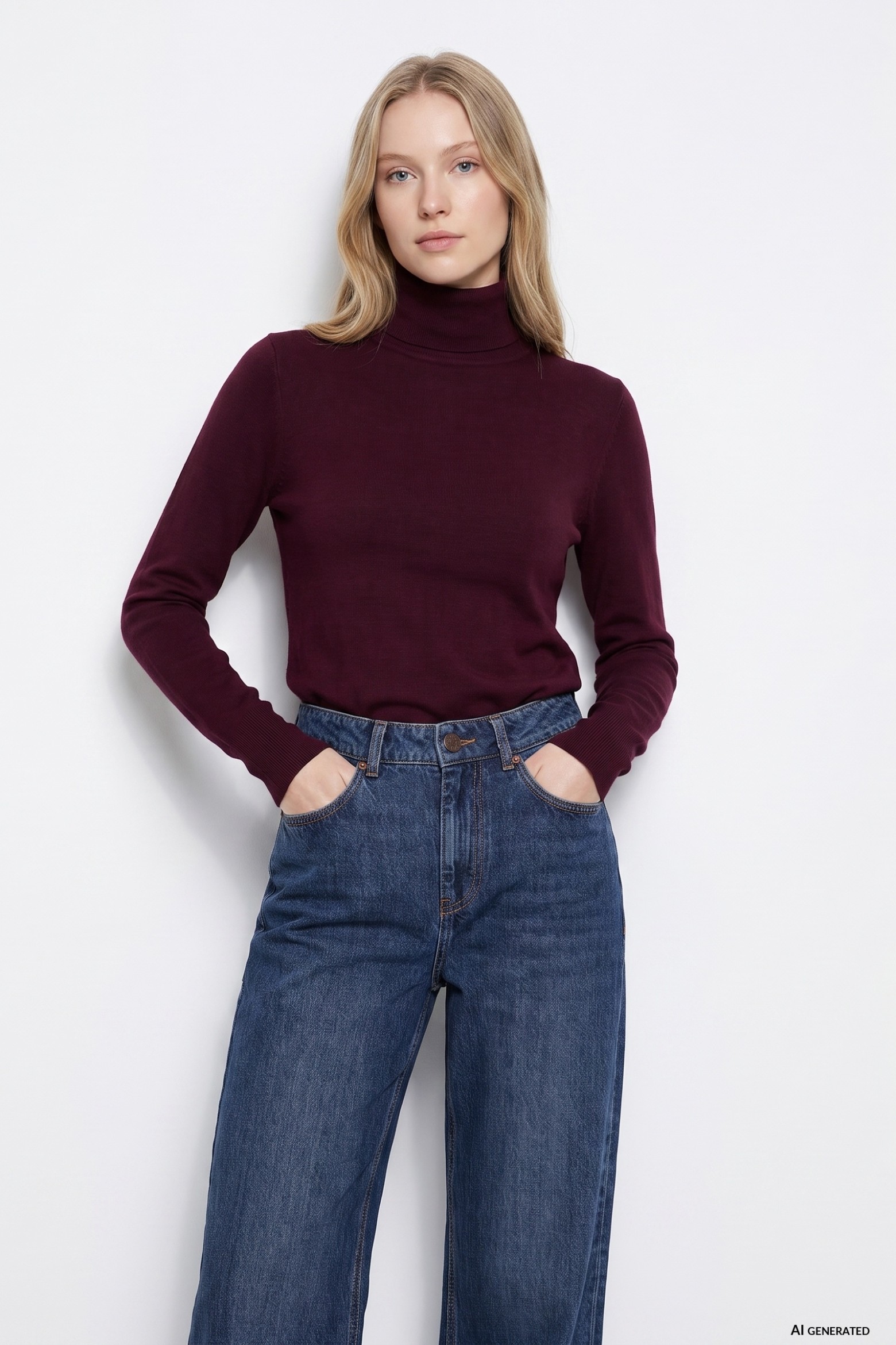 Red Turtleneck Long Sleeve Knit