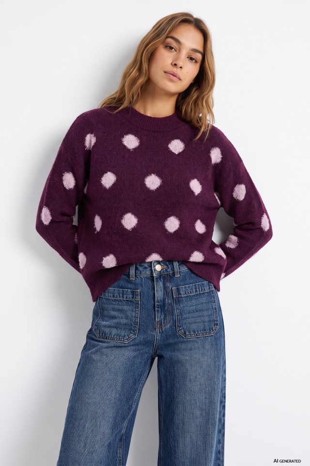 Camisola oversized de cor vinho