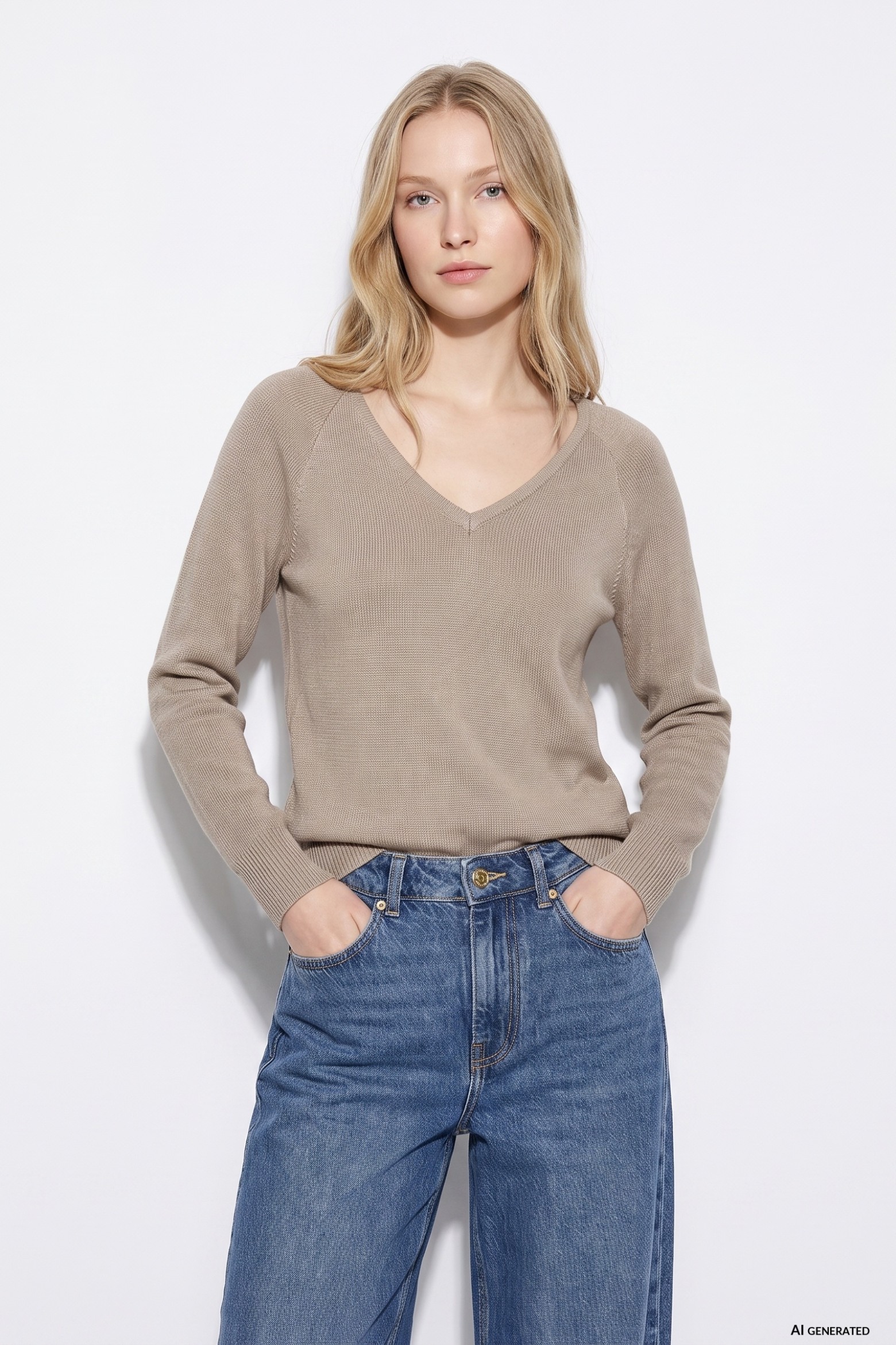 Beige Fine Knit Jumper