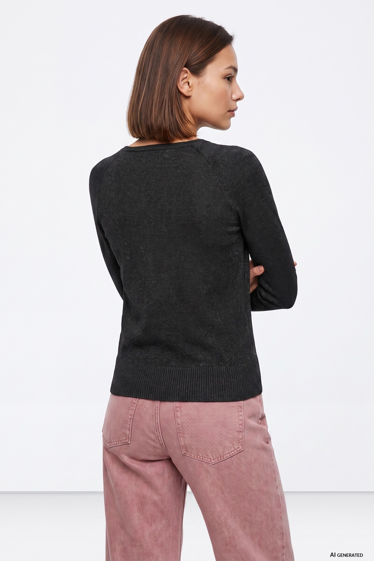 Camisola preta decote em V