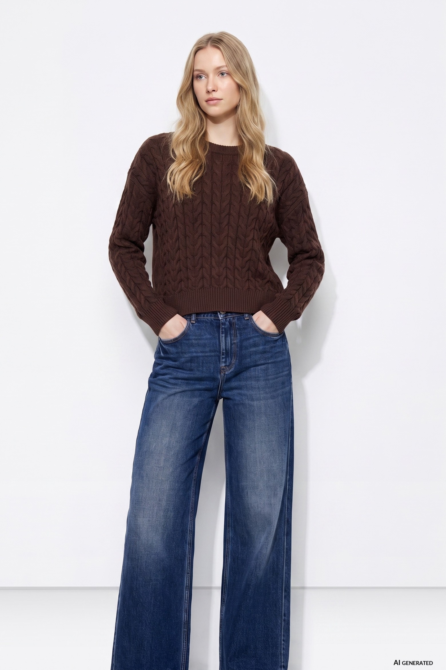Camisola castanha tricotada crop