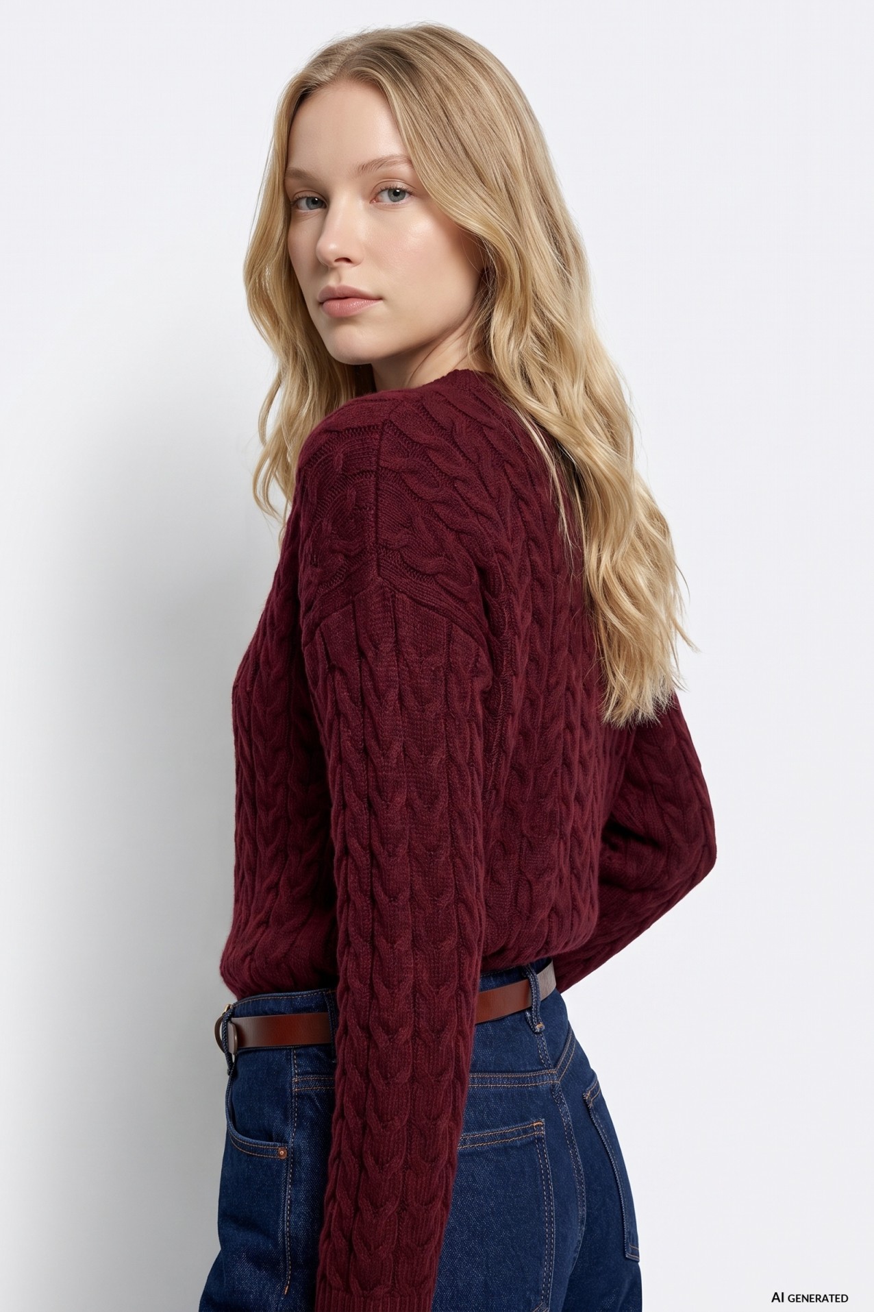 Camisola chunky cor-de-vinho