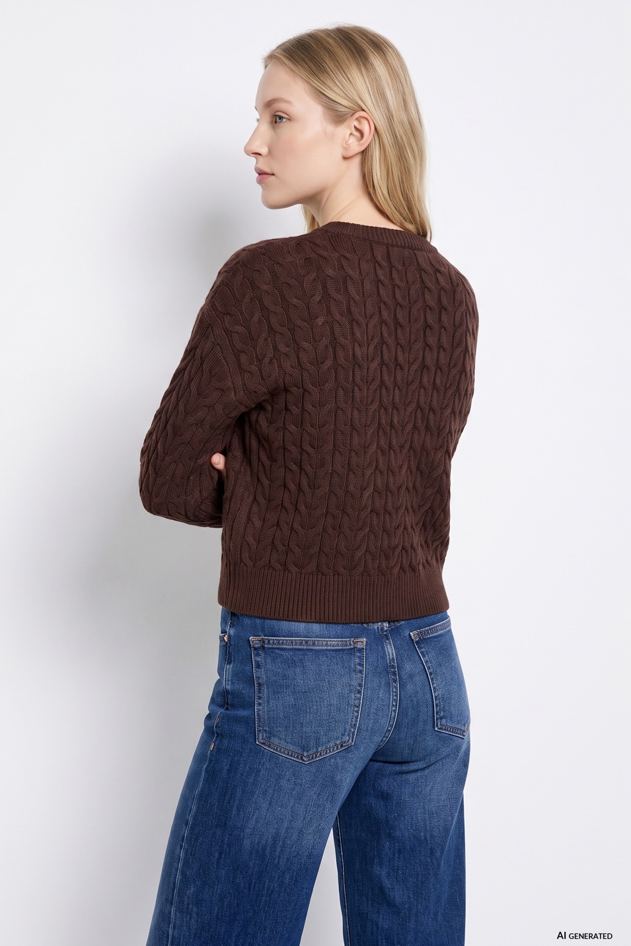 Camisola castanha tricotada crop