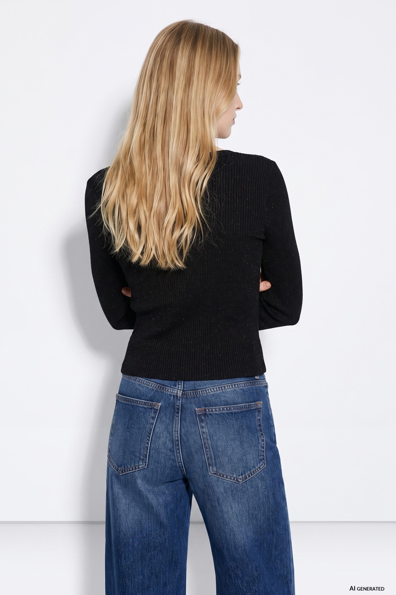 Black Fitted Long Sleeve Tee